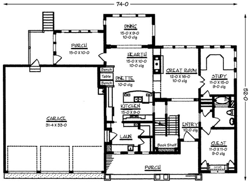 Floor Plan First Story of Ranch Plan #146-2347