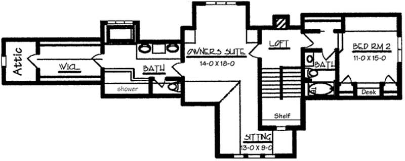 Floor Plan Second Story of Ranch Plan #146-2347