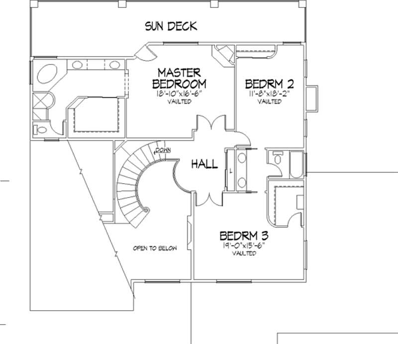 Floor Plan First Story of Florida Style Plan #146-2363