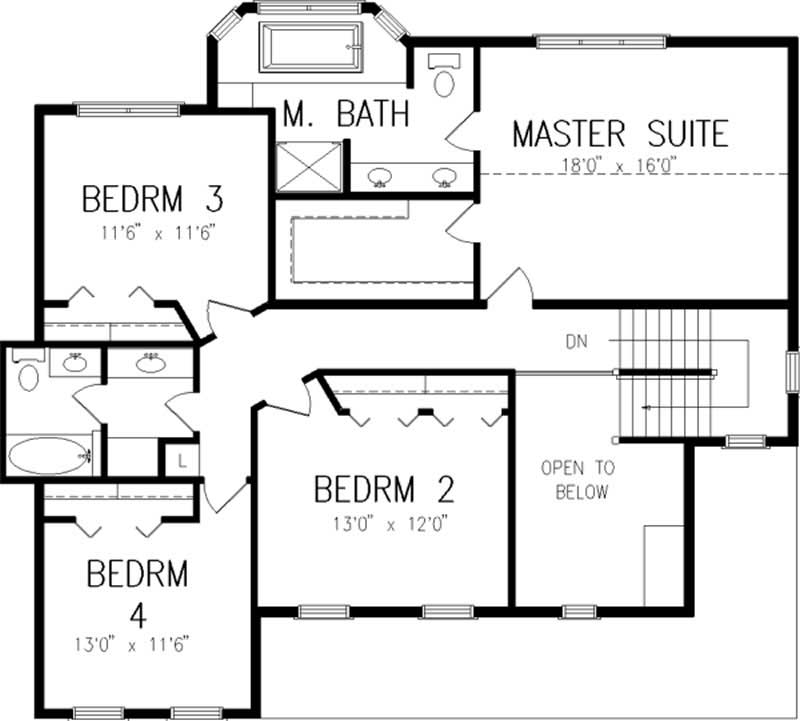Floor Plan Second Story of Country Plan #146-2364