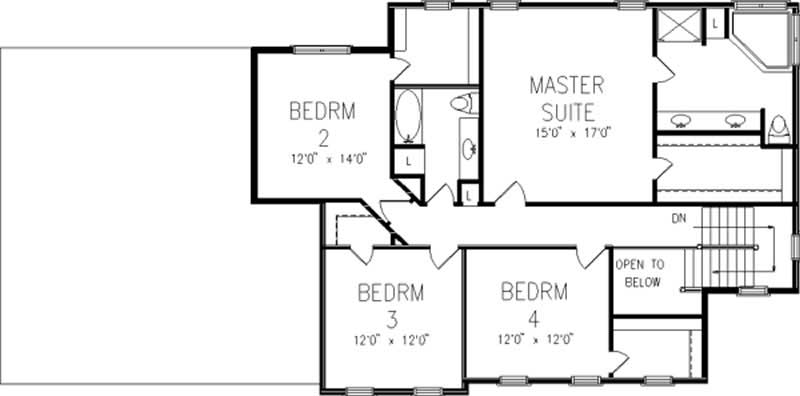Floor Plan Second Story of Colonial Plan #146-2365