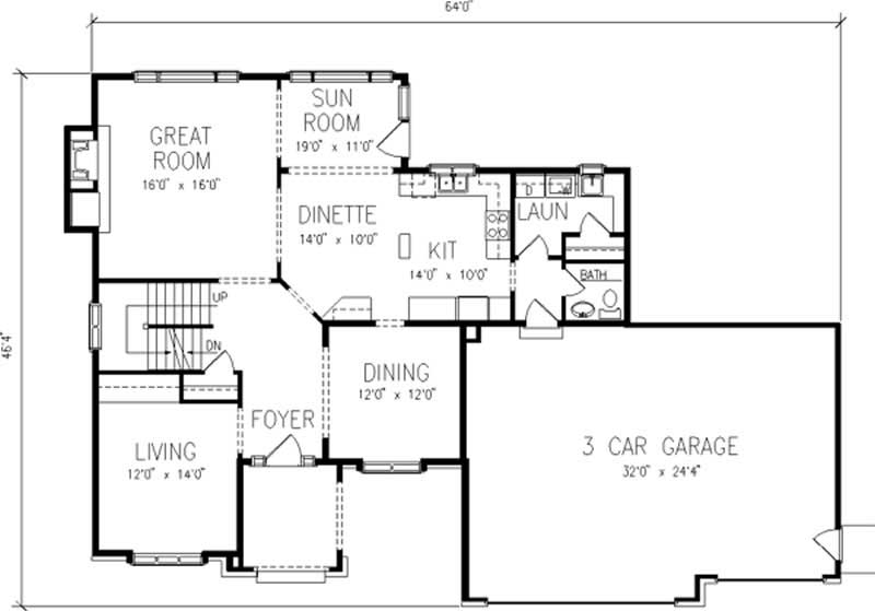 Floor Plan First Story of Colonial Plan #146-2369