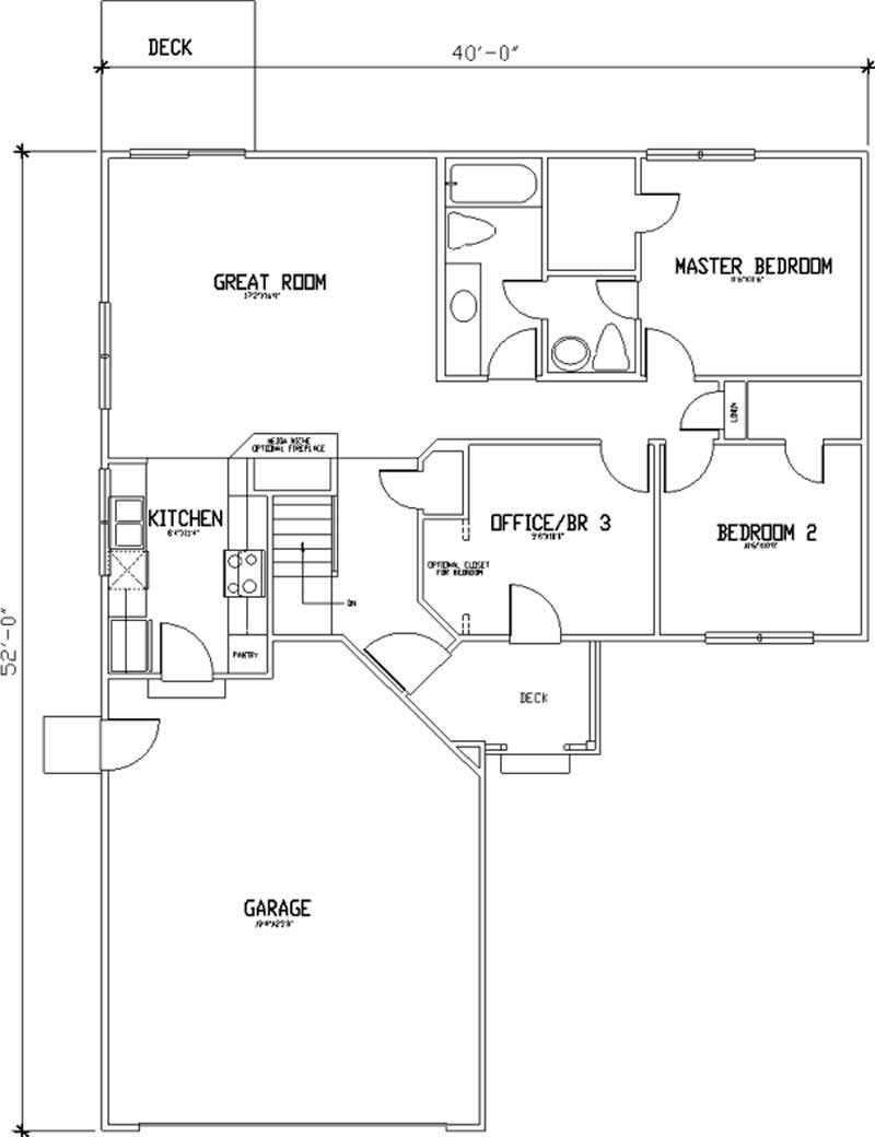 Floor Plan First Story of Ranch Plan #146-2372