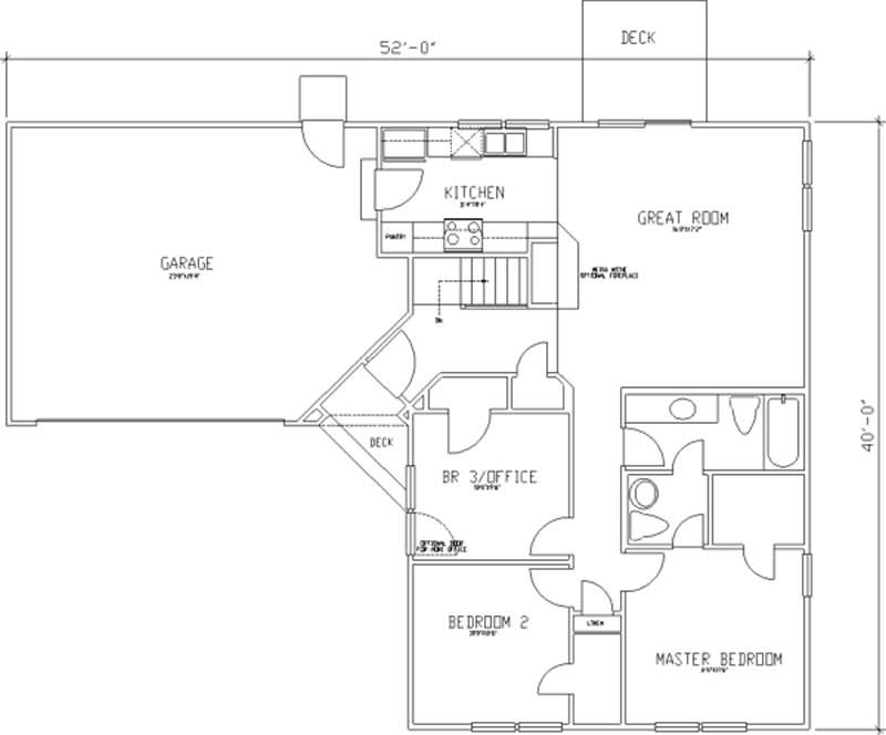 Floor Plan First Story of Ranch Plan #146-2375