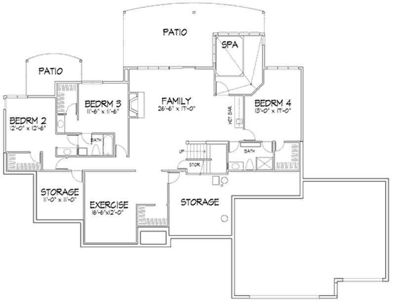 Floor Plan Basement of Farmhouse Plan #146-2377