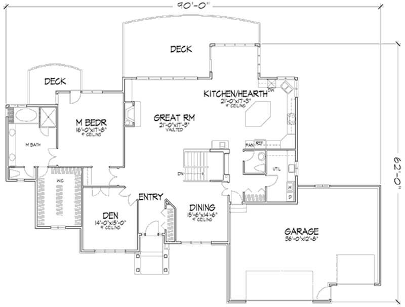 Floor Plan First Story of Farmhouse Plan #146-2377