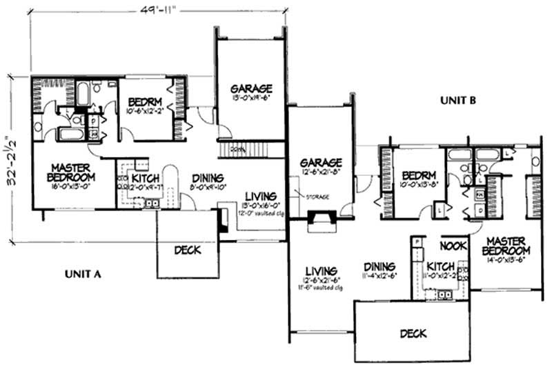 Floor Plan First Story of Multi-Unit Plan #146-2378