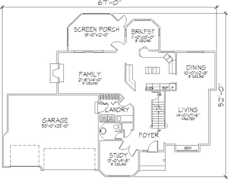 Floor Plan First Story of Tudor Plan #146-2379