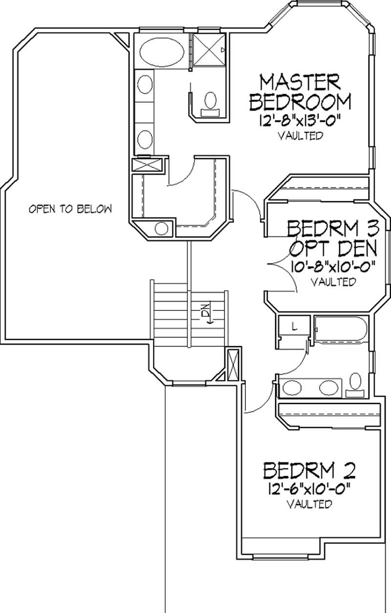 Floor Plan Second Story of Southwest Plan #146-2380