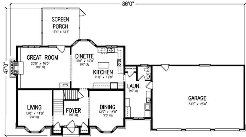 Floor Plan First Story of Colonial Plan #146-2383