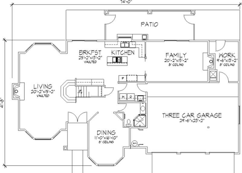 Floor Plan First Story of Florida Style Plan #146-2385