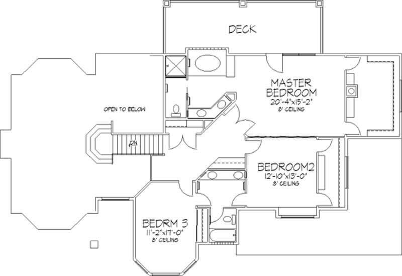 Floor Plan Second Story of Florida Style Plan #146-2385