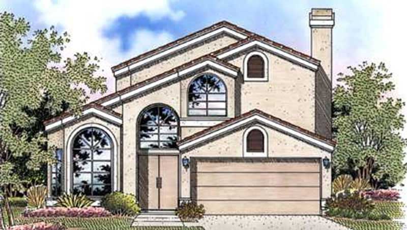 Front view of Florida Style home (ThePlanCollection: House Plan #146-2386)
