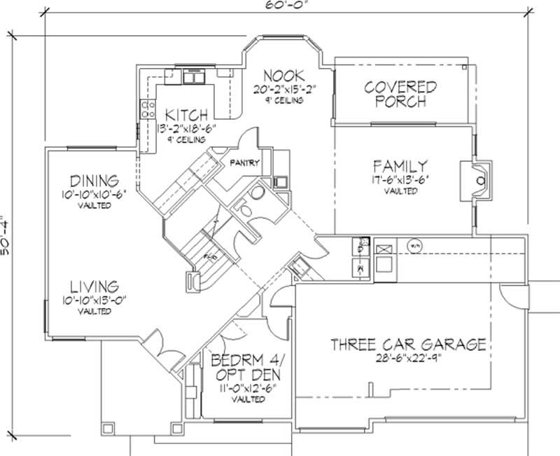 Floor Plan First Story of Florida Style Plan #146-2395