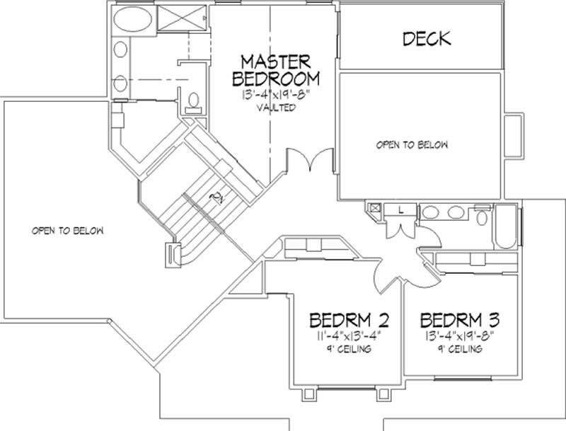 Floor Plan Second Story of Florida Style Plan #146-2395