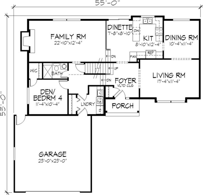Floor Plan First Story of Cape Cod Plan #146-2400