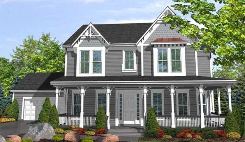 Front view of Country home (ThePlanCollection: House Plan #146-2405)