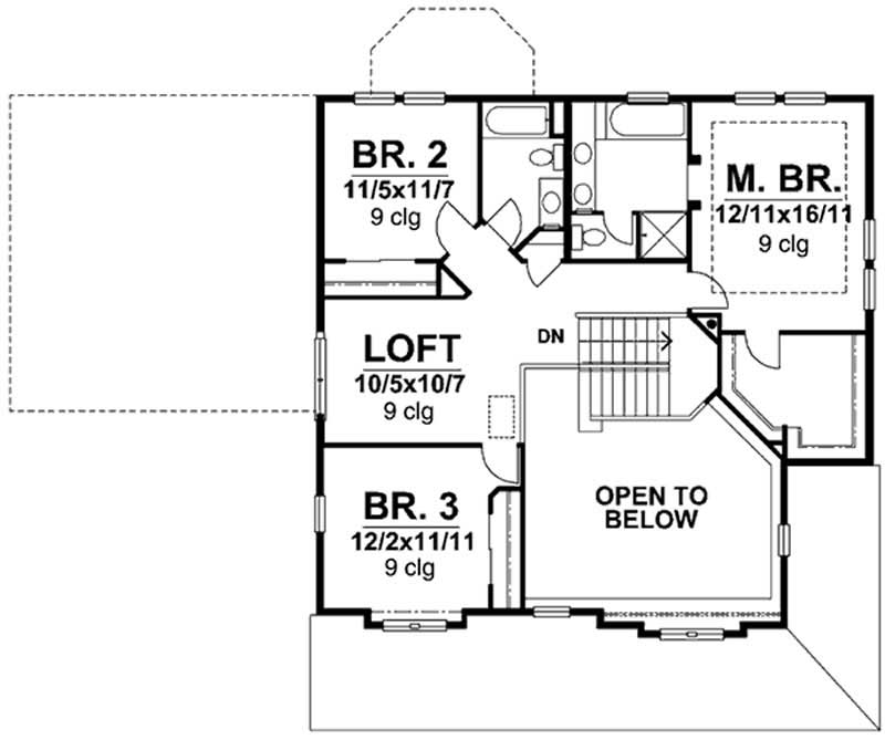 Floor Plan Second Story of Country Plan #146-2405