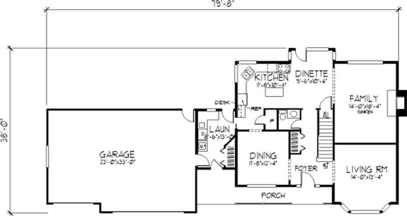 Floor Plan First Story of Shingle Plan #146-2406