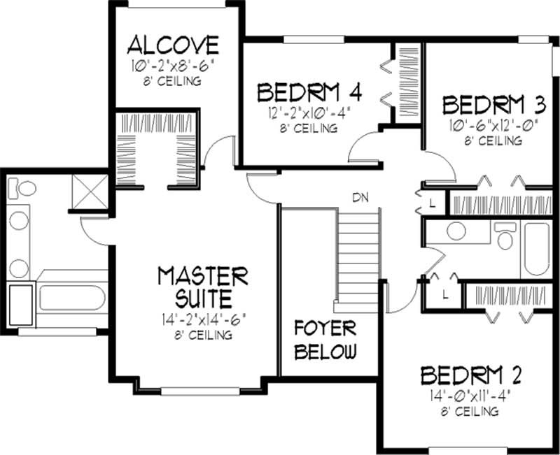 Floor Plan Second Story of Shingle Plan #146-2406