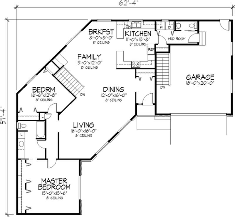 Floor Plan First Story of Ranch Plan #146-2409