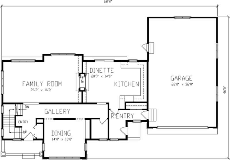 Floor Plan First Story of Prairie Plan #146-2412