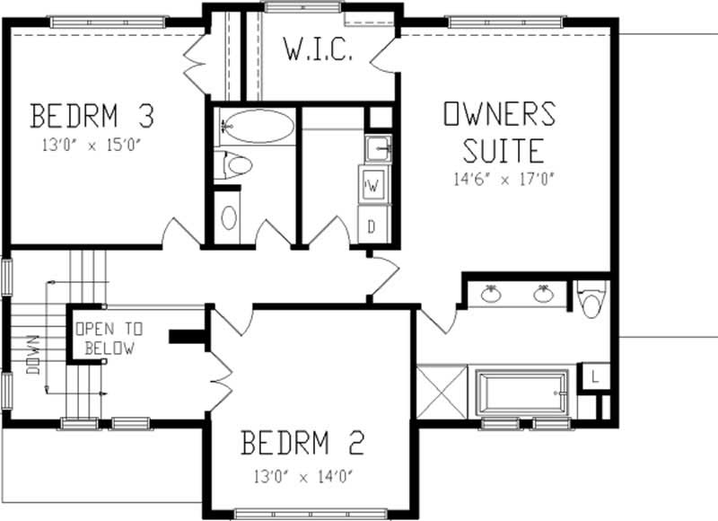 Floor Plan Second Story of Prairie Plan #146-2412