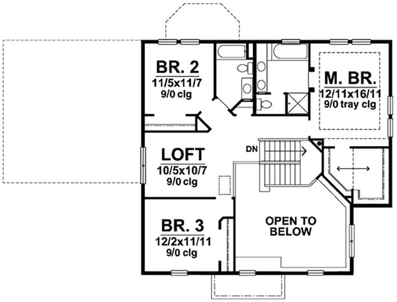 Floor Plan Second Story of Colonial Plan #146-2415