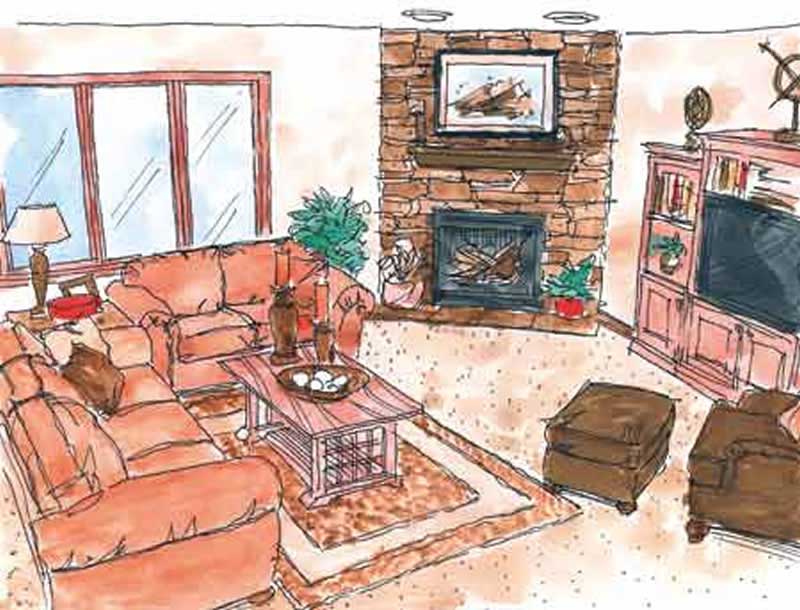 Living Room of this 1-Bedroom, 1670 Sq Ft Plan - 146-2418