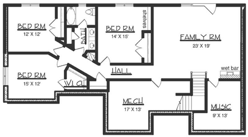 Floor Plan Basement of Country Plan #146-2419