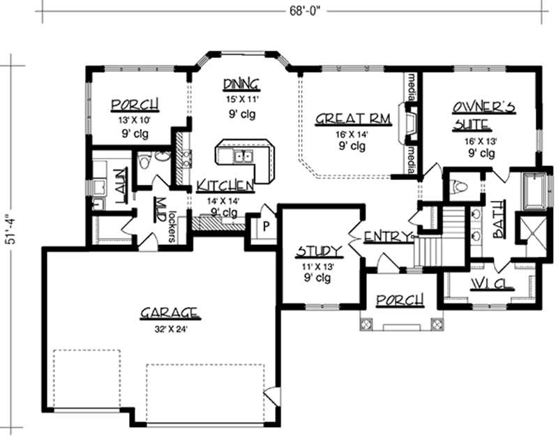 Floor Plan First Story of Country Plan #146-2419