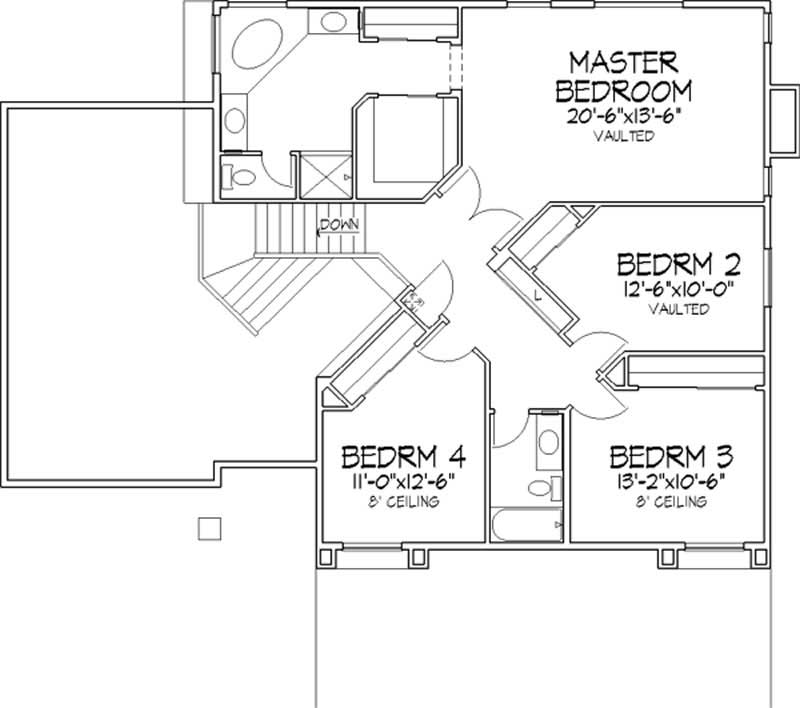 Floor Plan Second Story of Florida Style Plan #146-2421