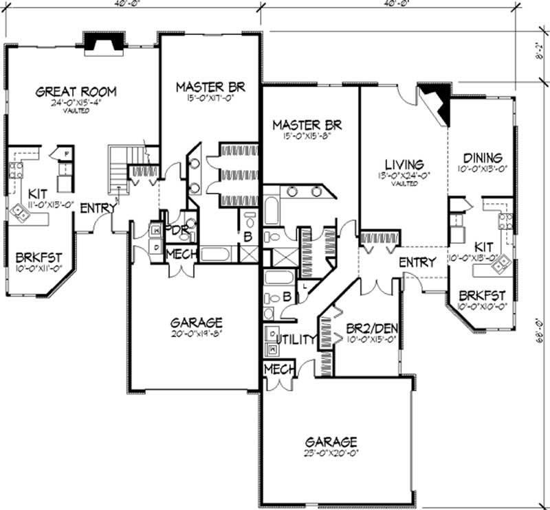 Floor Plan First Story of Multi-Unit Plan #146-2435