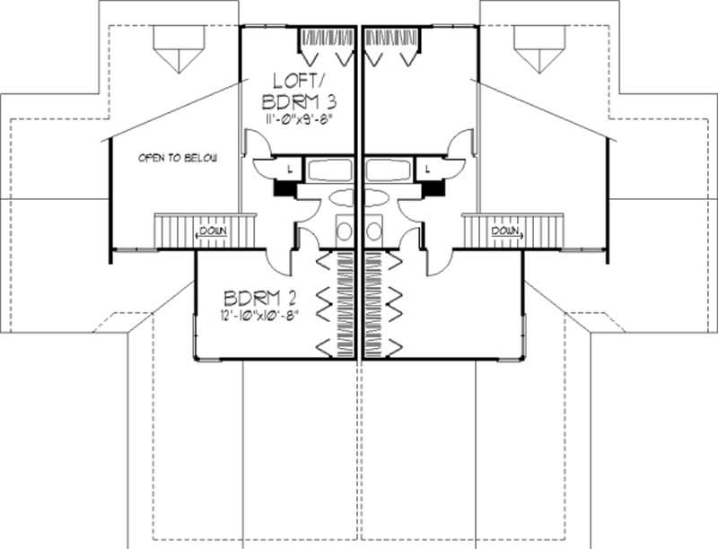Floor Plan Second Story of Multi-Unit Plan #146-2461