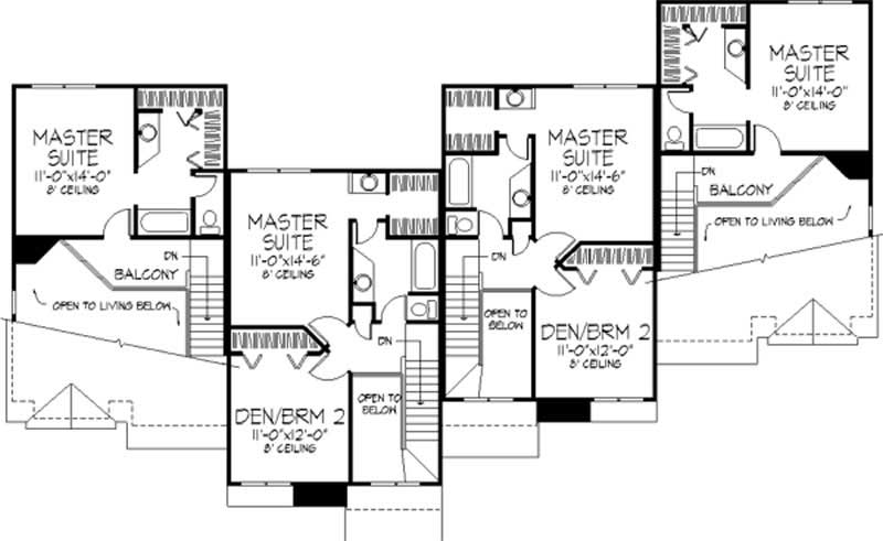 Floor Plan Second Story of Multi-Unit Plan #146-2462