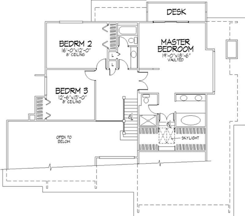 Floor Plan Second Story of Contemporary Plan #146-2463