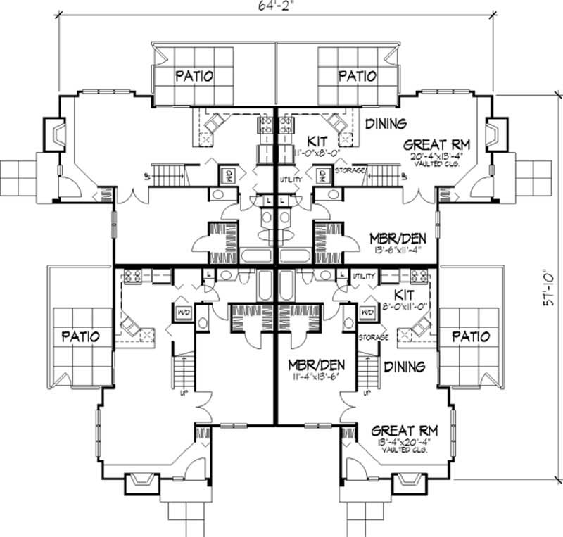 Floor Plan First Story of Multi-Unit Plan #146-2464