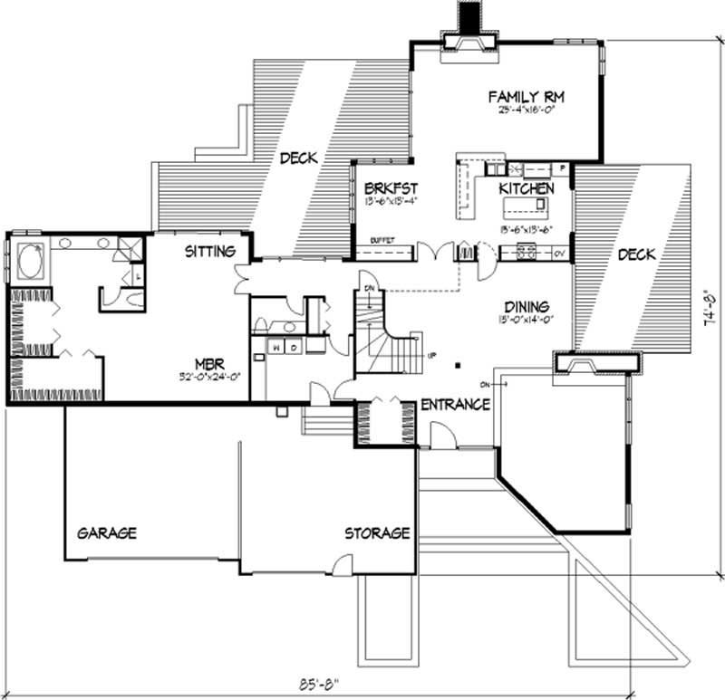 Floor Plan First Story of Modern Plan #146-2466