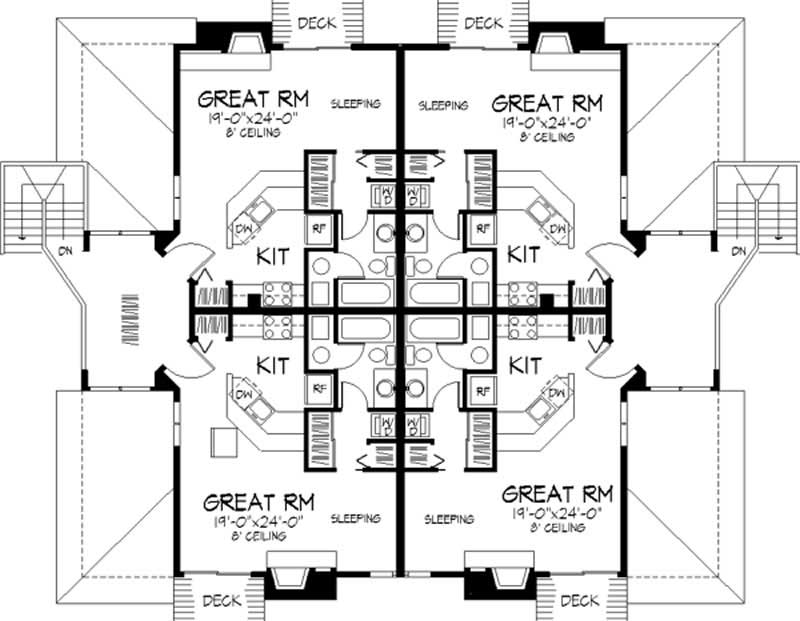 Floor Plan Second Story of Multi-Unit Plan #146-2469