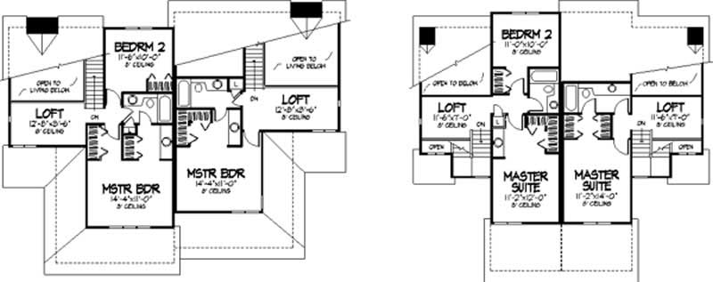 Floor Plan Second Story of Multi-Unit Plan #146-2481