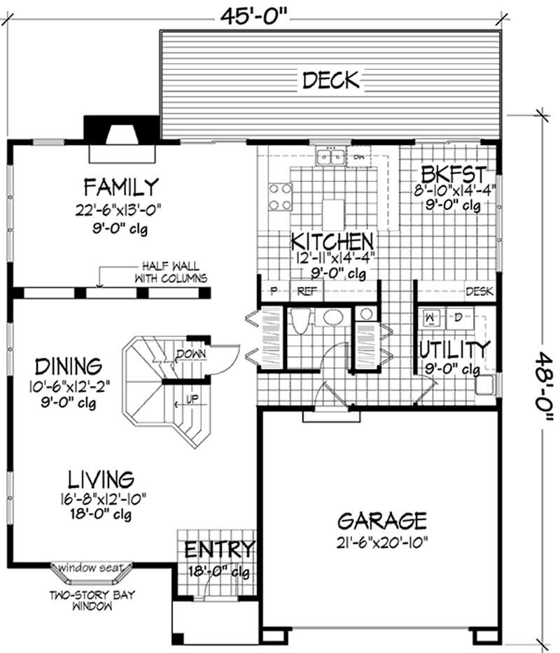 Floor Plan First Story of European Plan #146-2483