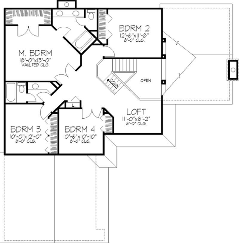 Floor Plan Second Story of Country Plan #146-2488