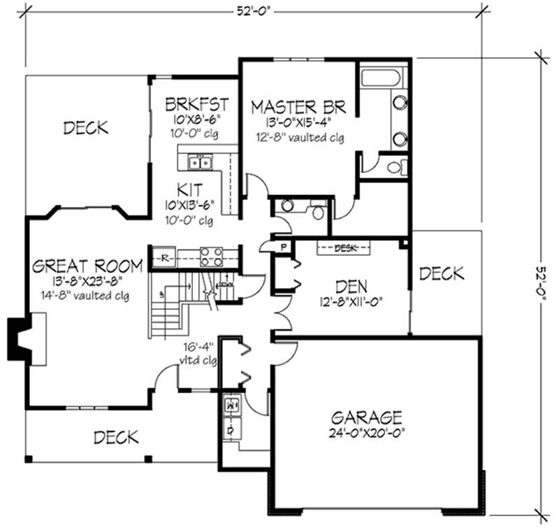 Floor Plan First Story of Cape Cod Plan #146-2490