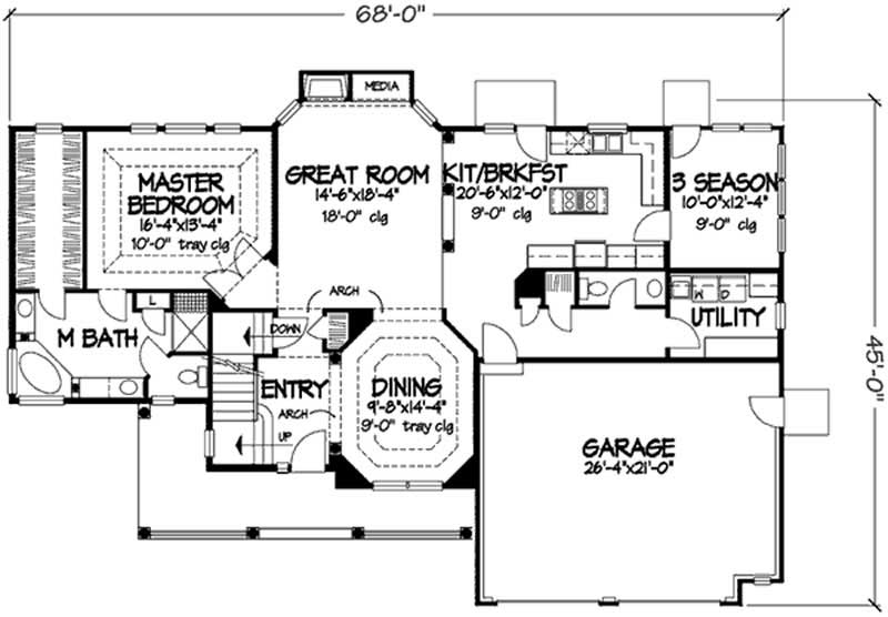 Floor Plan First Story of Country Plan #146-2492