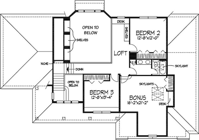 Floor Plan Second Story of Country Plan #146-2492