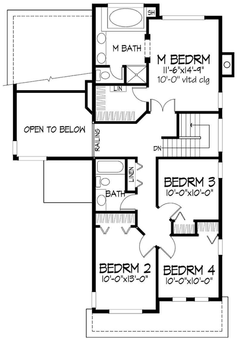 Floor Plan Second Story of Contemporary Plan #146-2493