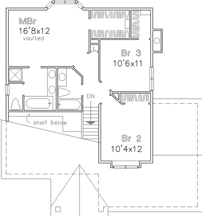 Floor Plan Second Story of Country Plan #146-2494