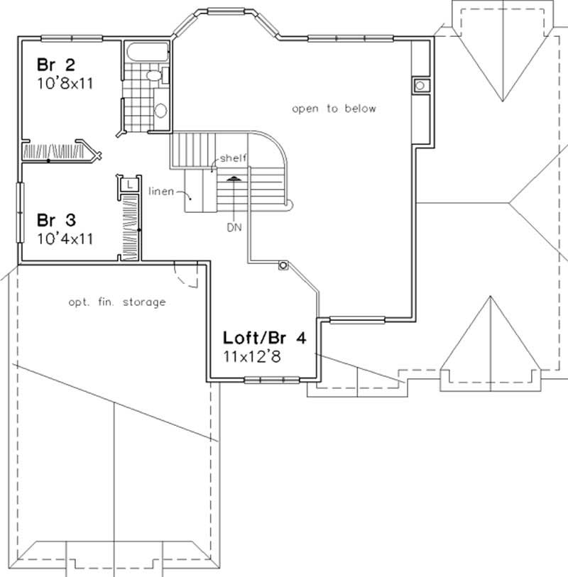 Floor Plan Second Story of Cape Cod Plan #146-2495