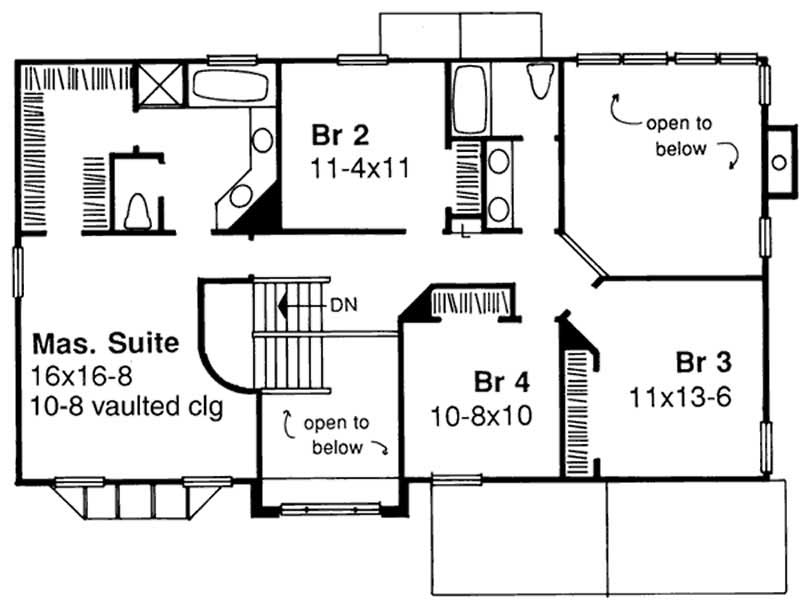 Floor Plan Second Story of Colonial Plan #146-2506