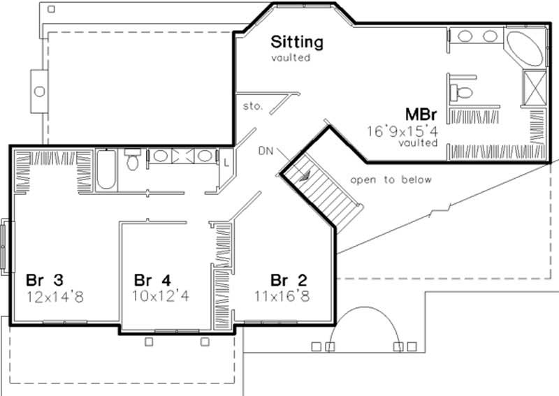 Floor Plan Second Story of Country Plan #146-2508